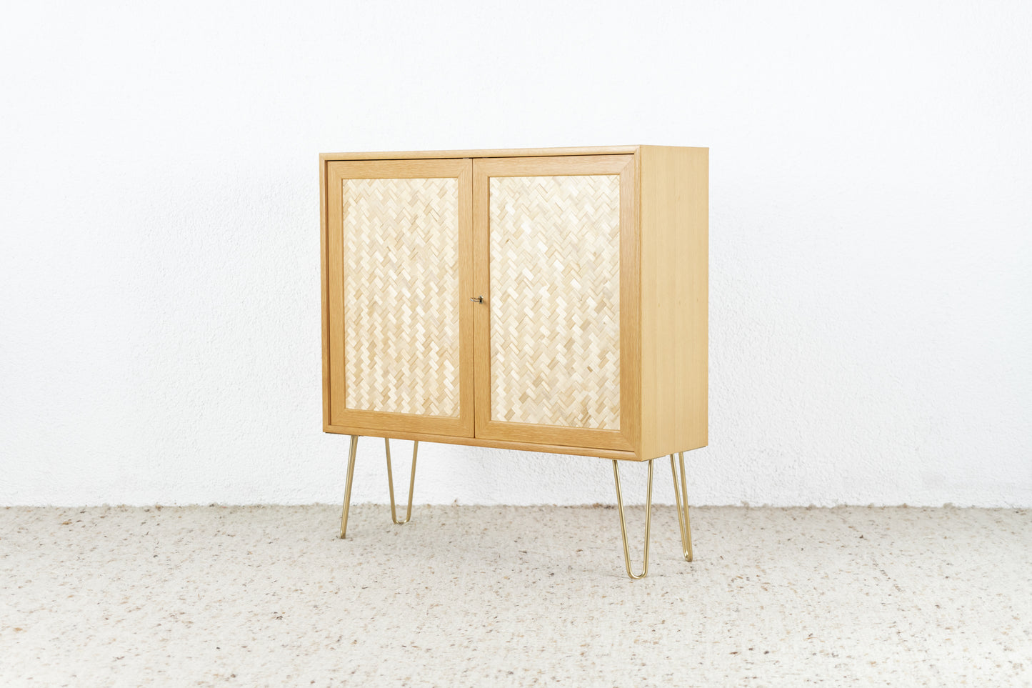 Kommode Vintage Holz Eiche WK Möbel Sideboard Geflecht