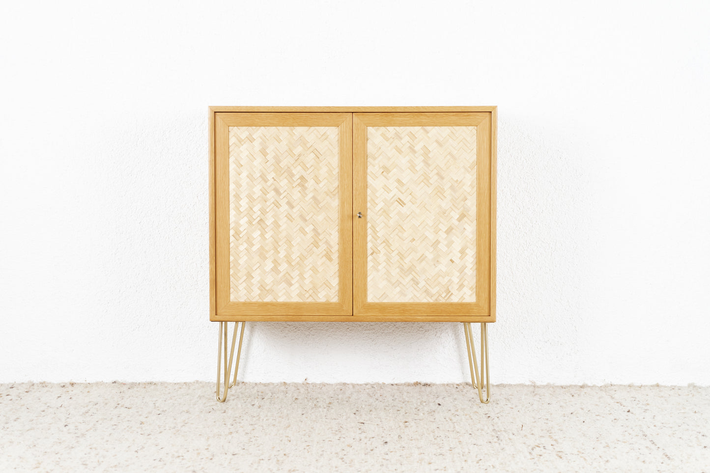 Kommode Vintage Holz Eiche WK Möbel Sideboard Geflecht