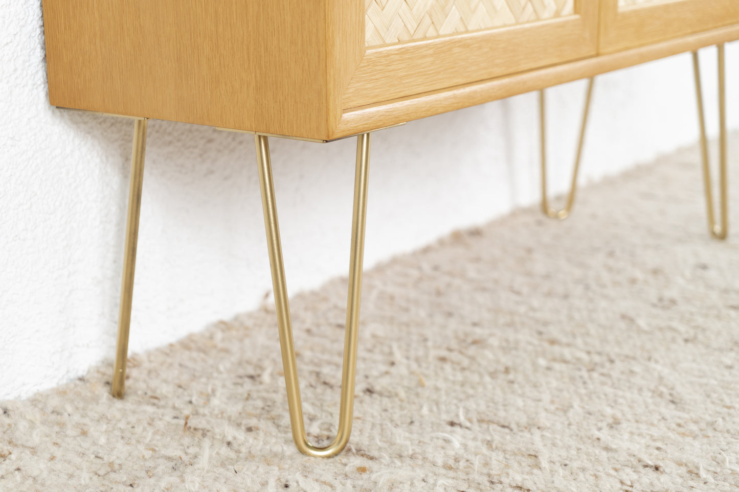 Kommode Vintage Holz Eiche WK Möbel Sideboard Geflecht