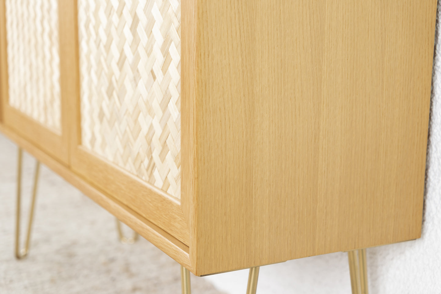 Kommode Vintage Holz Eiche WK Möbel Sideboard Geflecht