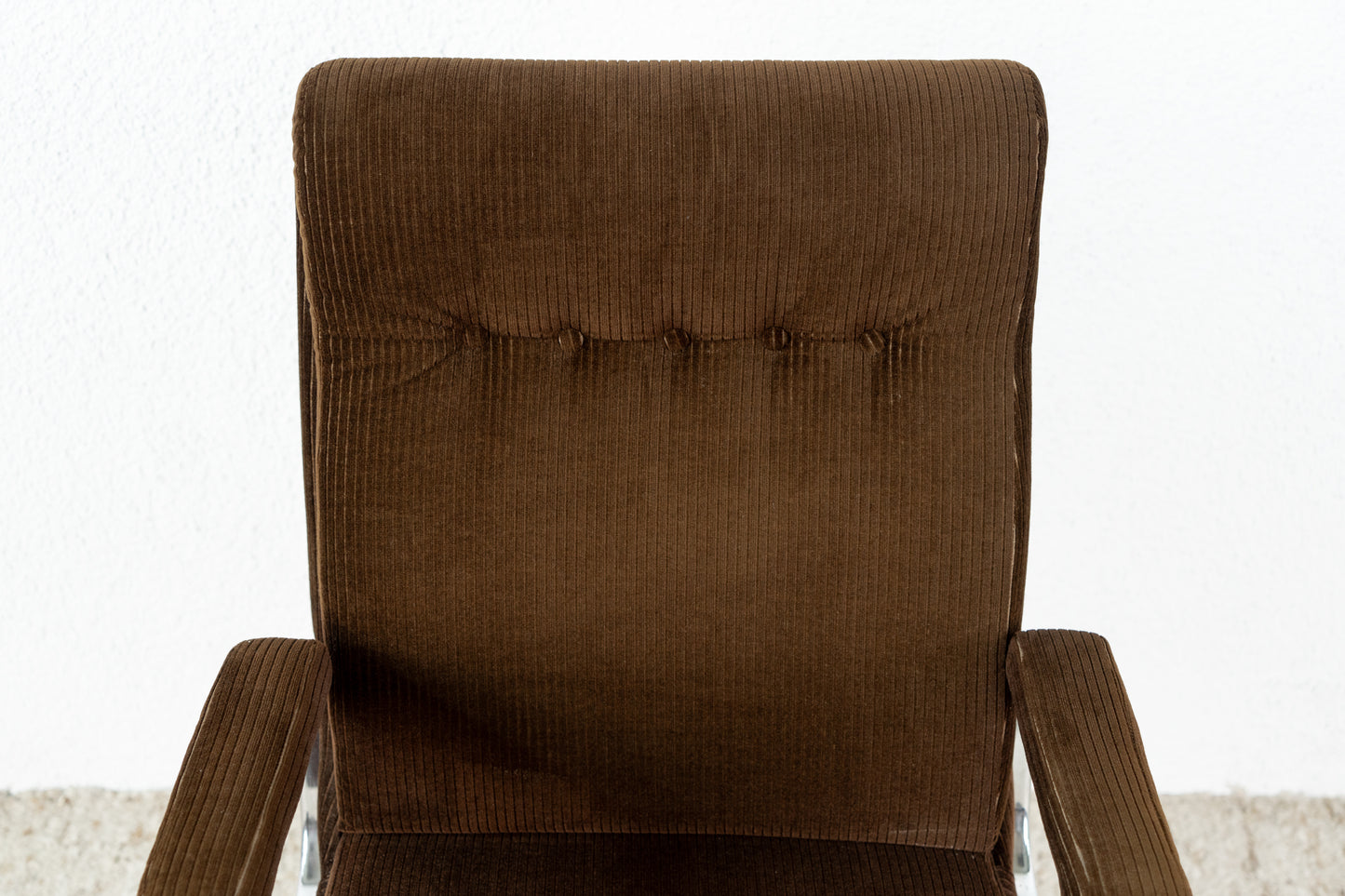 Vintage Schreibstischstuhl Rollen Chrom Cord Braun Stuhl Sessel Büro