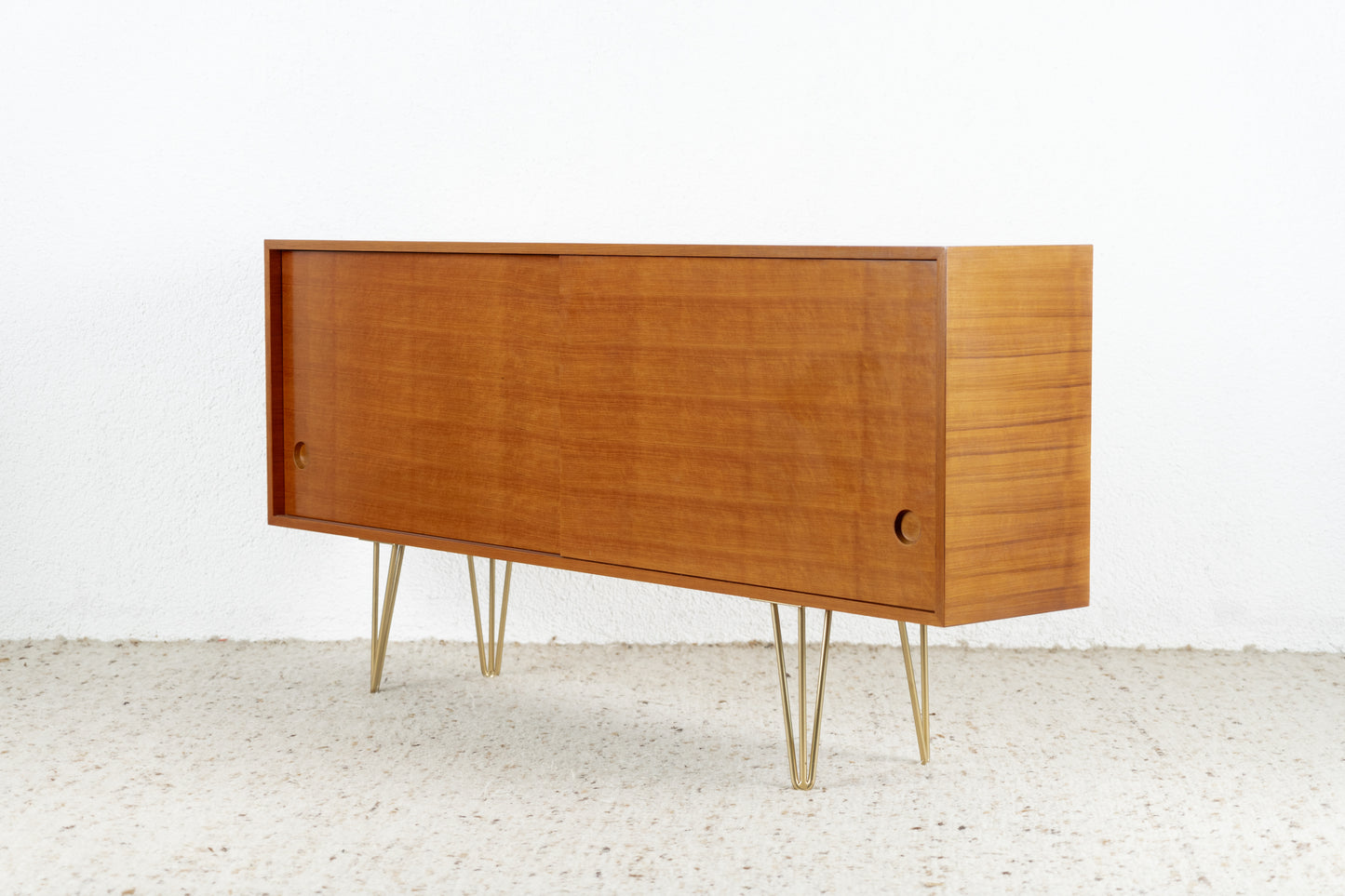 Mid Century Sideboard Schiebetüren Holz Nuss Vintage TV Kommode