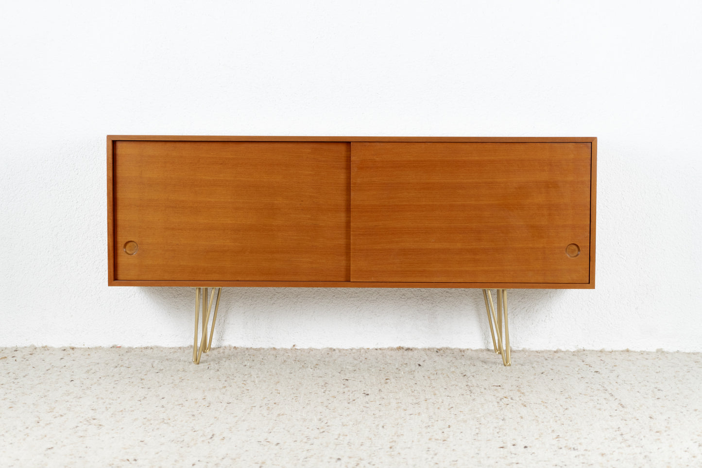 Mid Century Sideboard Schiebetüren Holz Nuss Vintage TV Kommode