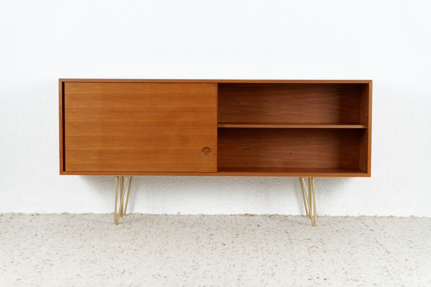 Mid Century Sideboard Schiebetüren Holz Nuss Vintage TV Kommode