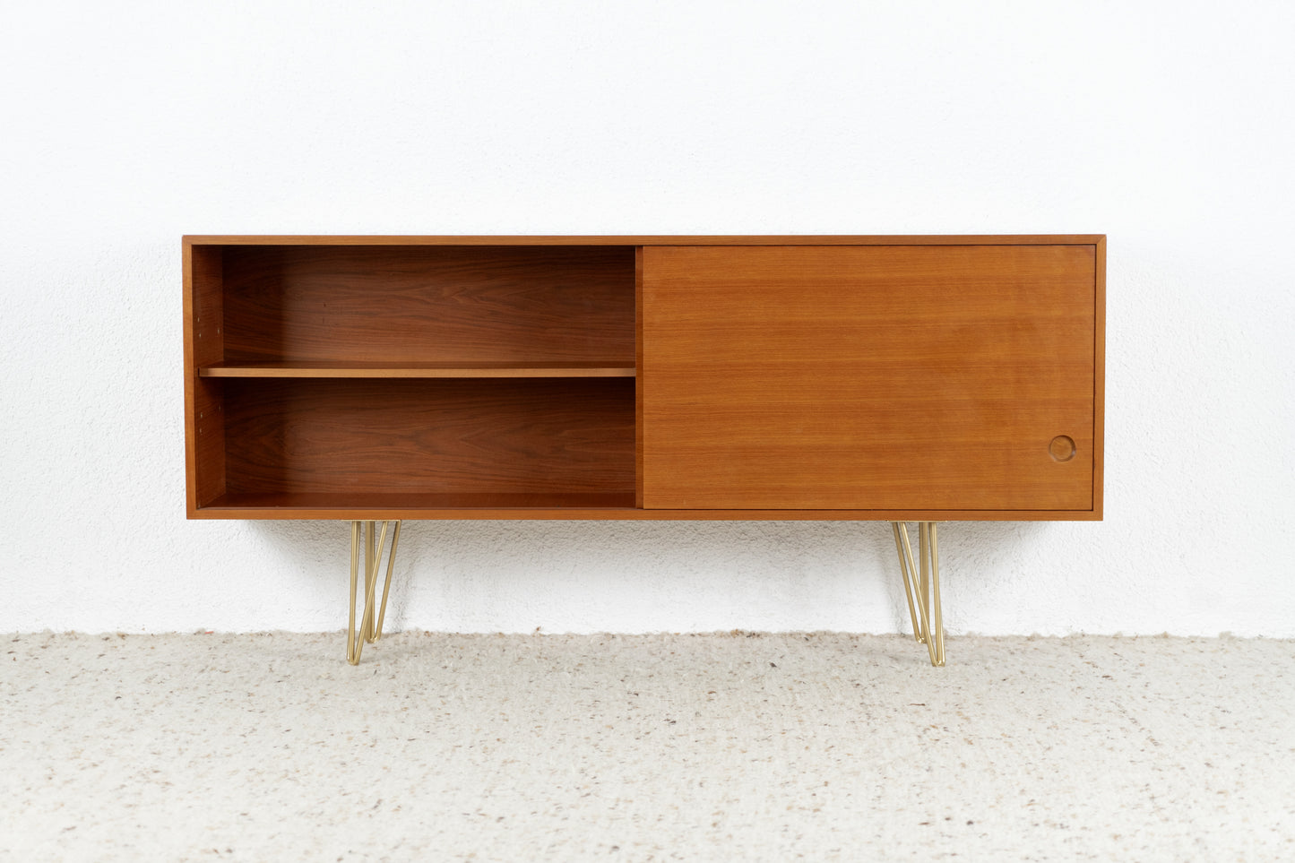Mid Century Sideboard Schiebetüren Holz Nuss Vintage TV Kommode