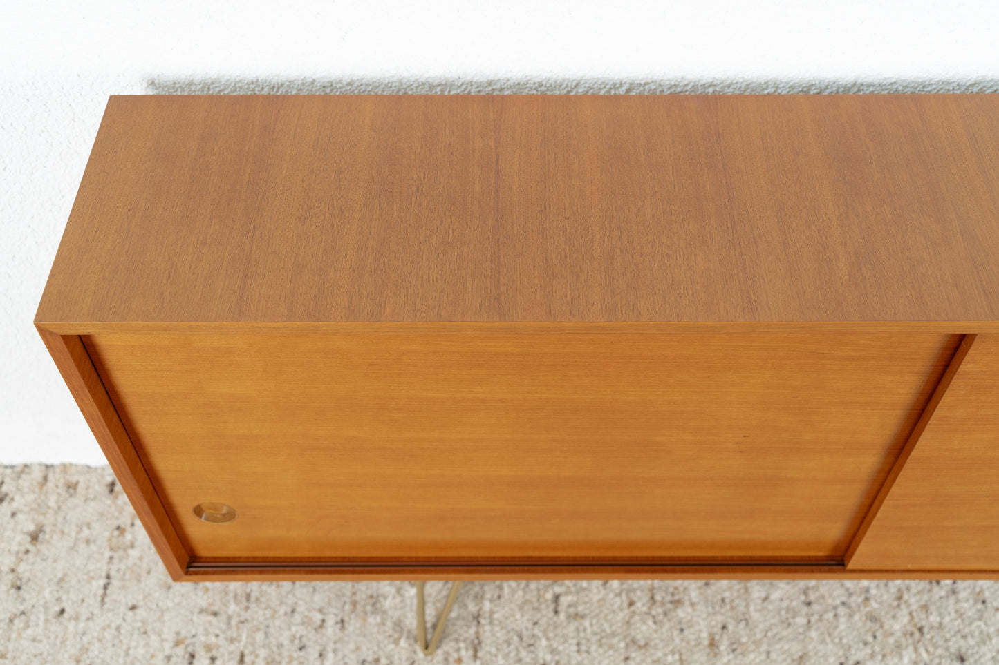 Mid Century Sideboard Schiebetüren Holz Nuss Vintage TV Kommode