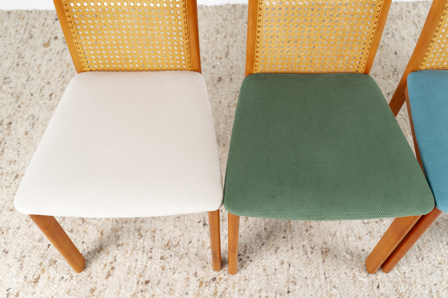 LÜBKE 4er Set Stühle Vintage Holz Kirsche Wiener Geflecht