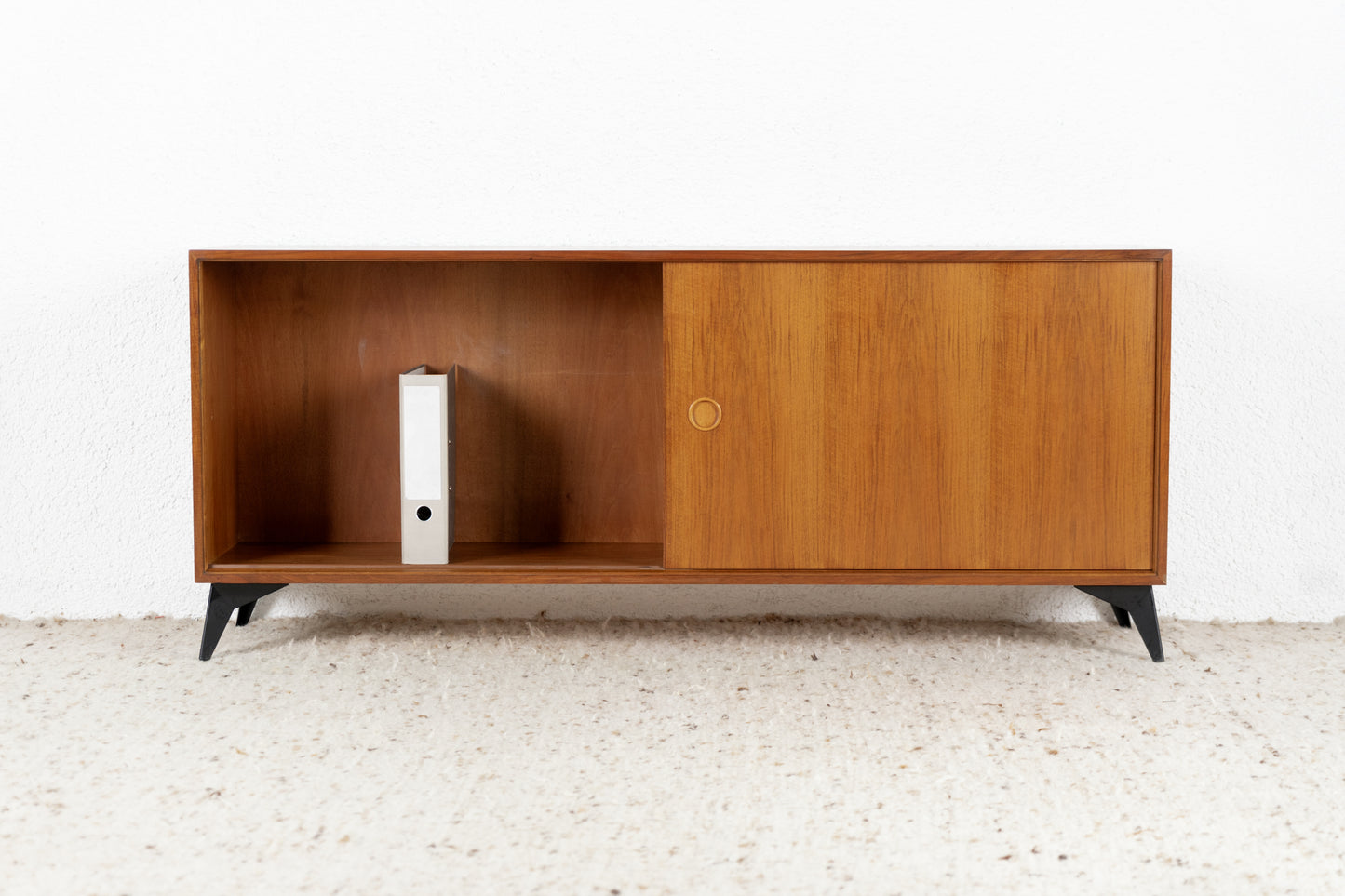Lothar Wegner Vintage Sideboard Mid Century Holz Nuss Vitrine Schiebetür