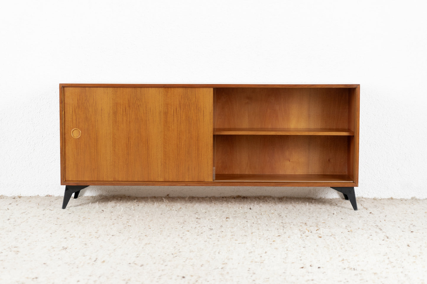 Lothar Wegner Vintage Sideboard Mid Century Holz Nuss Vitrine Schiebetür