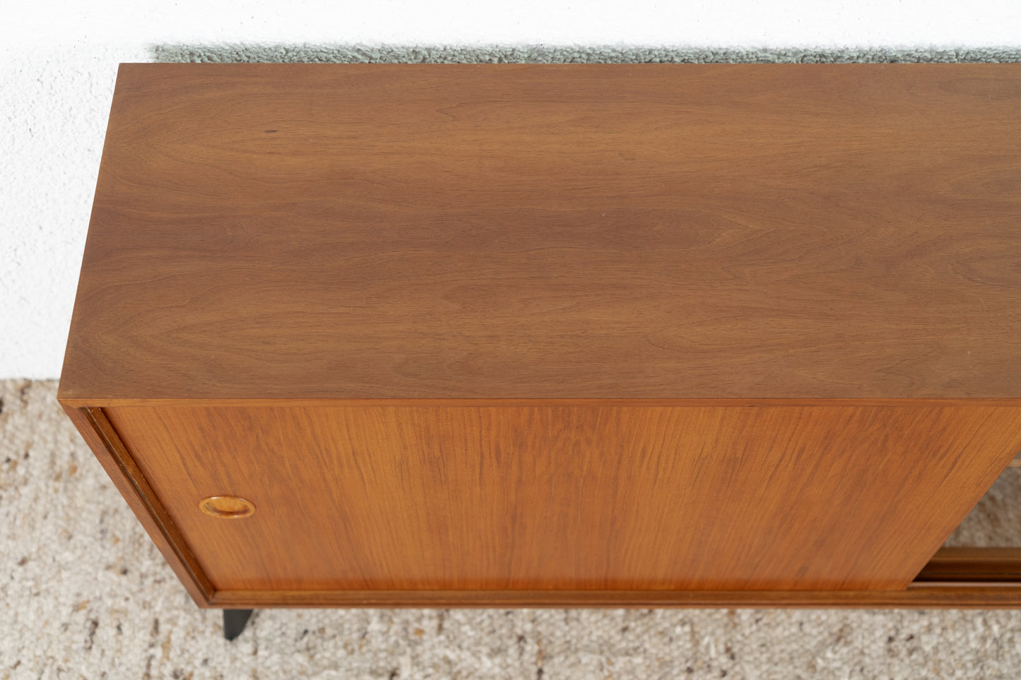 Lothar Wegner Vintage Sideboard Mid Century Holz Nuss Vitrine Schiebetür