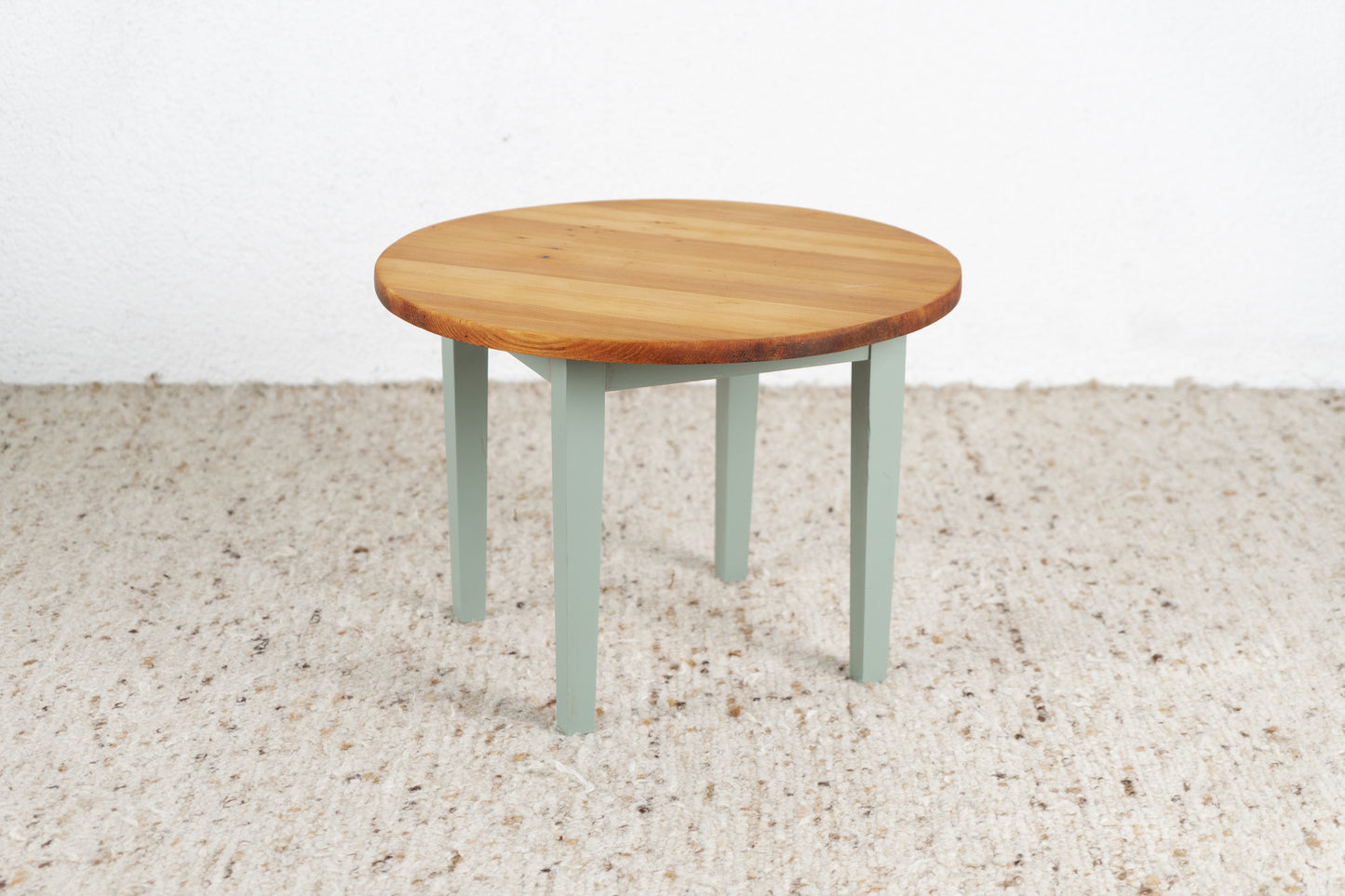 Vintage Beistelltisch Couchtisch Blumentisch Massivholz Rund Coffeetable