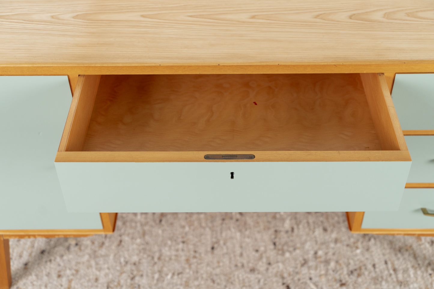 Vintage Schreibtisch Schubladen Stauraum Holz Rüster Bauhaus