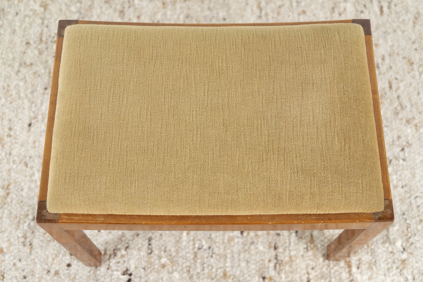 Vintage Hocker Holz Samt beige Stuhl