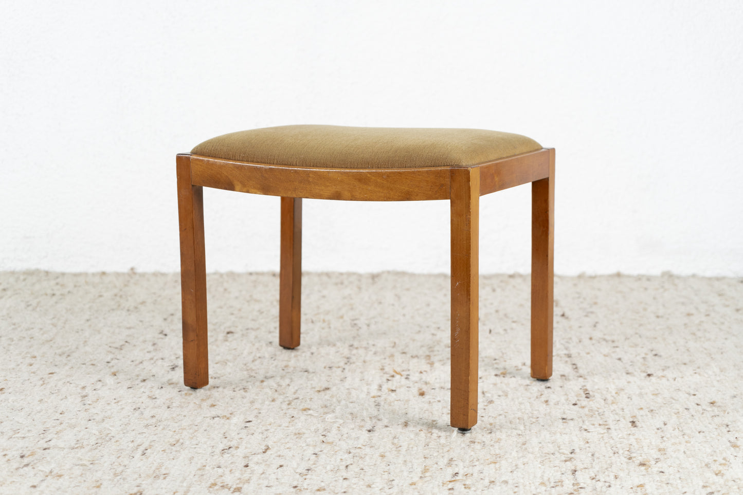 Vintage Hocker Holz Samt beige Stuhl