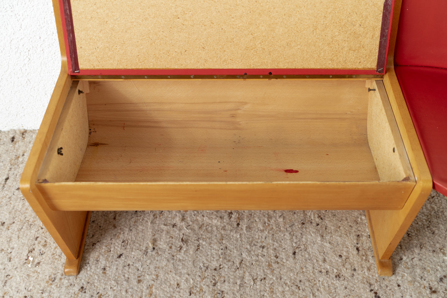 Vintage Eckbank Küchenbank Holz rot Mid century ddr 60s Esstisch Bank Esszimmer