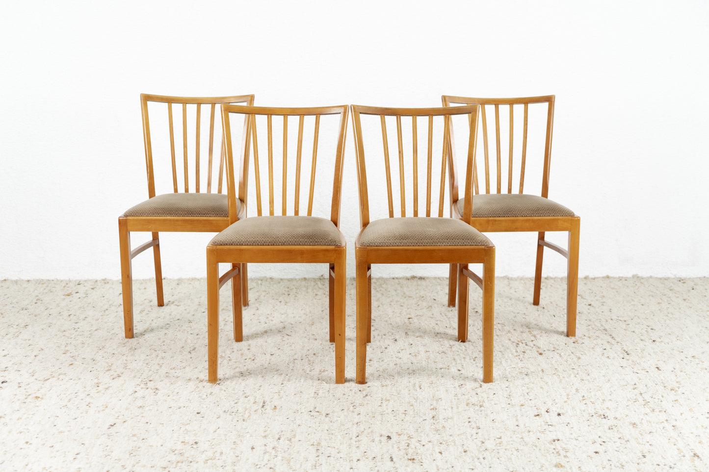 4er Set Vintage Stühle Massivholz 60s Mid Century Polster Stuhl Küche Esstisch