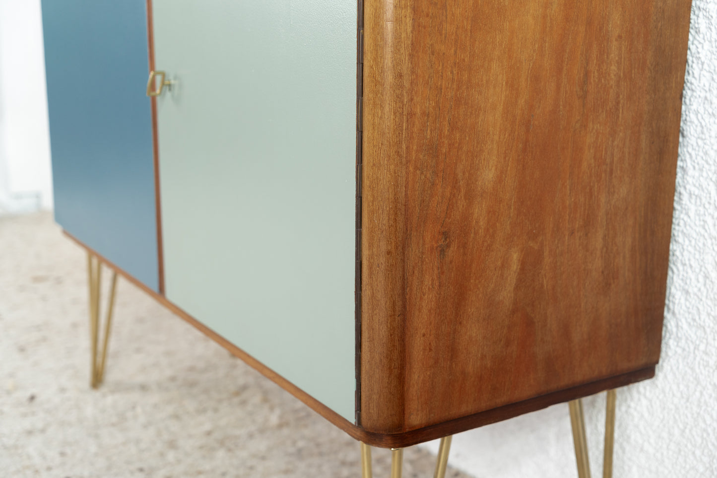 Vintage Schrank Kommode Vitrine Holz Nuss Vollholz 60s 60er