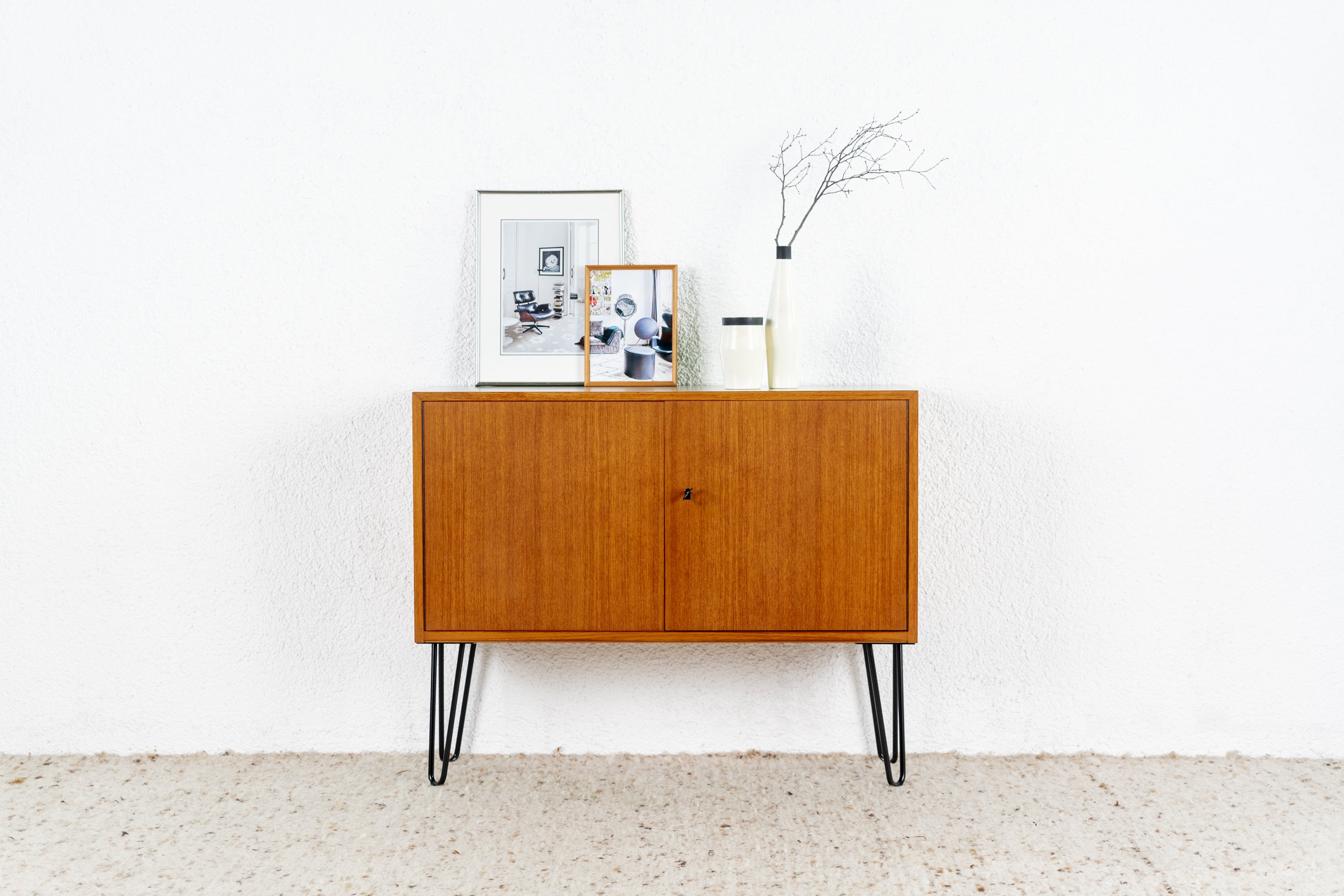 Vintage Sideboard Mid Century Teak Kommode danish hairpin pastell ...