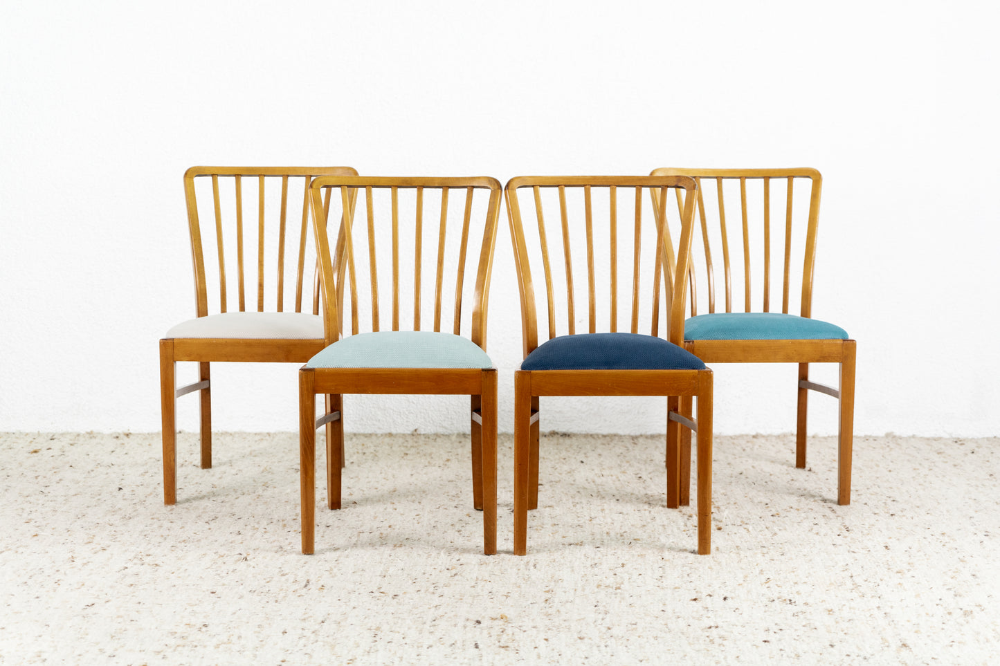 4er Set Stühle Vintage Blau Massivholz mid century 1960 Esstisch Küche Stuhl Esszimmer