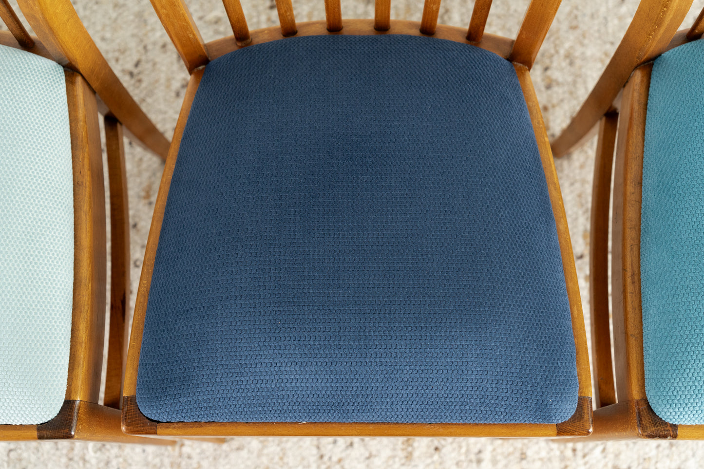 4er Set Stühle Vintage Blau Massivholz mid century 1960 Esstisch Küche Stuhl Esszimmer