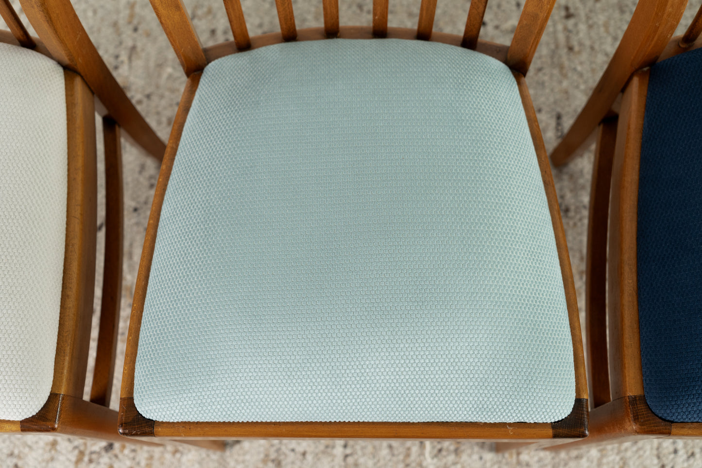 4er Set Stühle Vintage Blau Massivholz mid century 1960 Esstisch Küche Stuhl Esszimmer