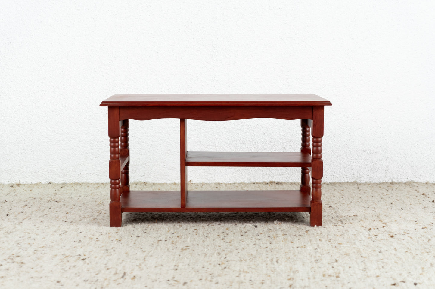 Vintage Beistelltisch Couchtisch Massivholz Rot Platten Hifi Tv Tisch Ablage