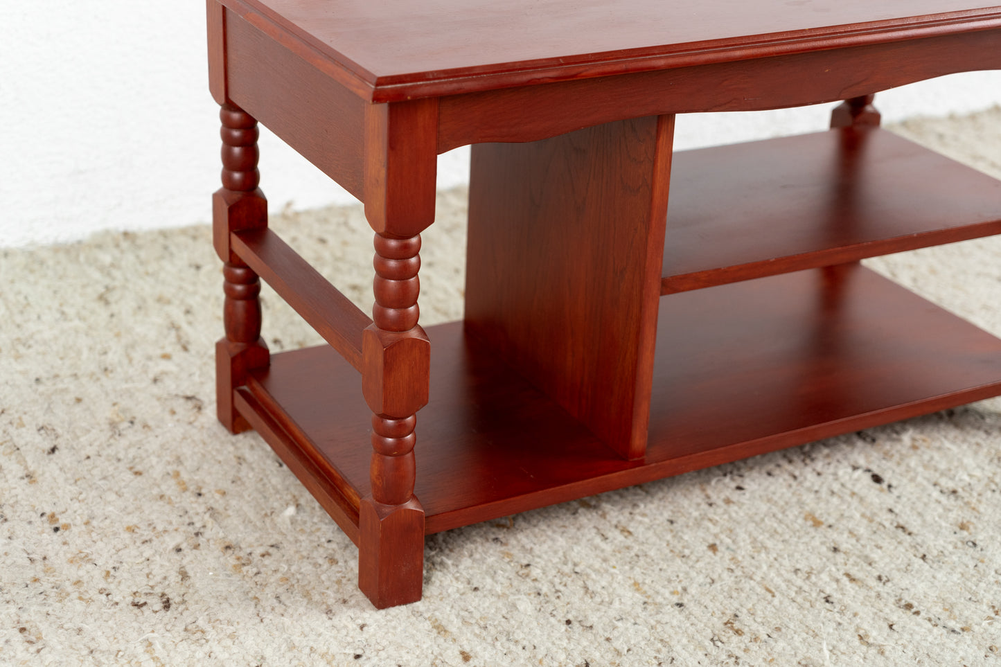 Vintage Beistelltisch Couchtisch Massivholz Rot Platten Hifi Tv Tisch Ablage