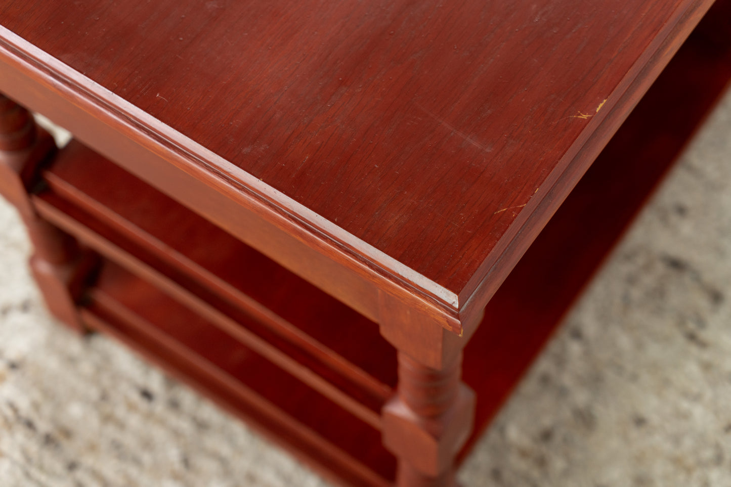 Vintage Beistelltisch Couchtisch Massivholz Rot Platten Hifi Tv Tisch Ablage