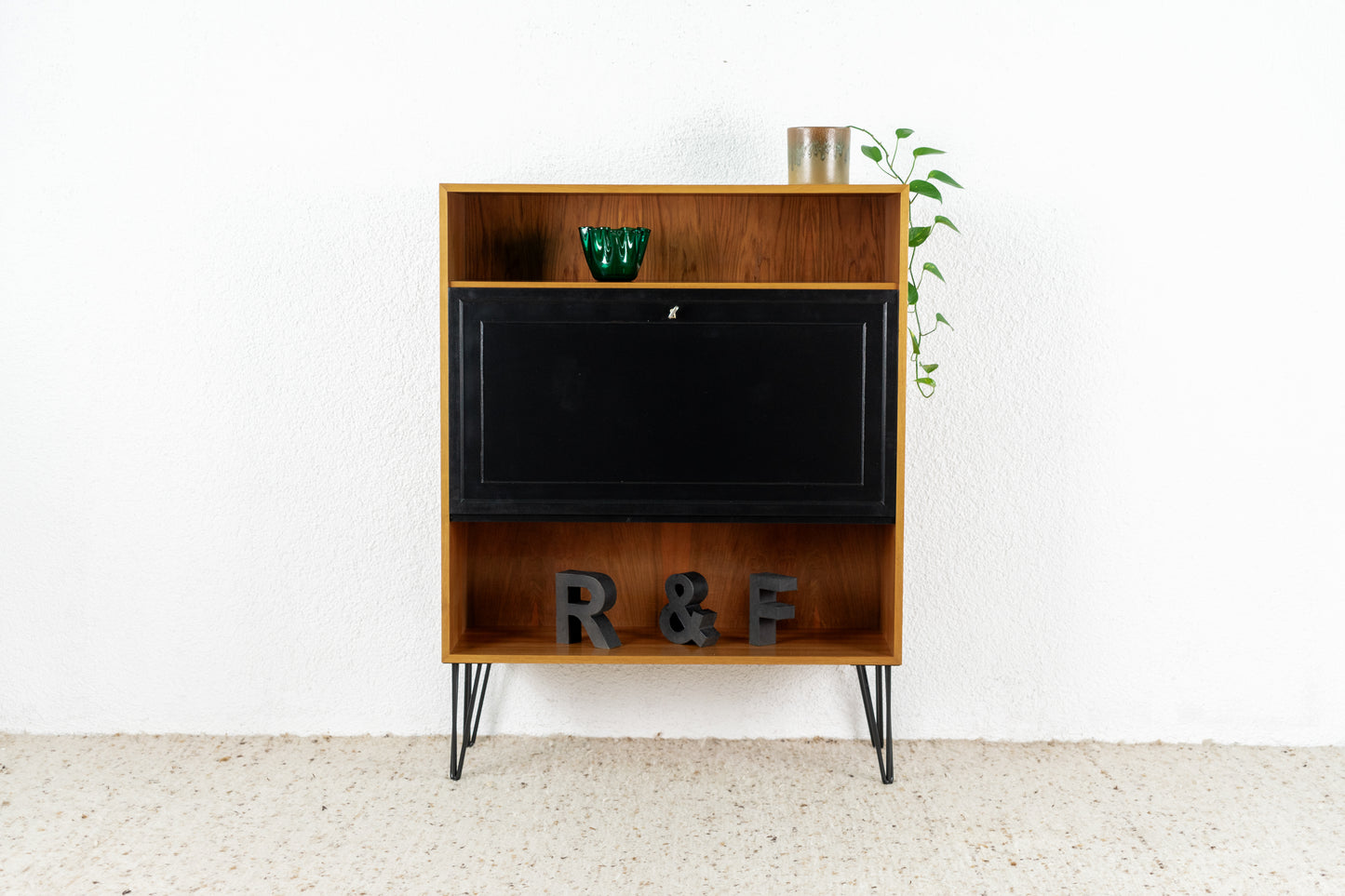 GERO Vintage Kommode Schrank Minibar Mid Century Holz Nuss