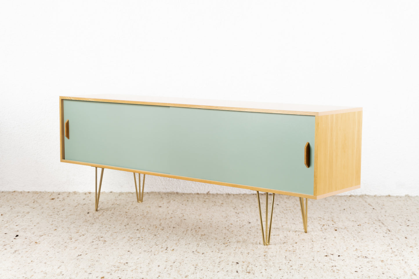 Sideboard Kommode Schiebetüren Vintage Holz Tv Low Board pastell salbei