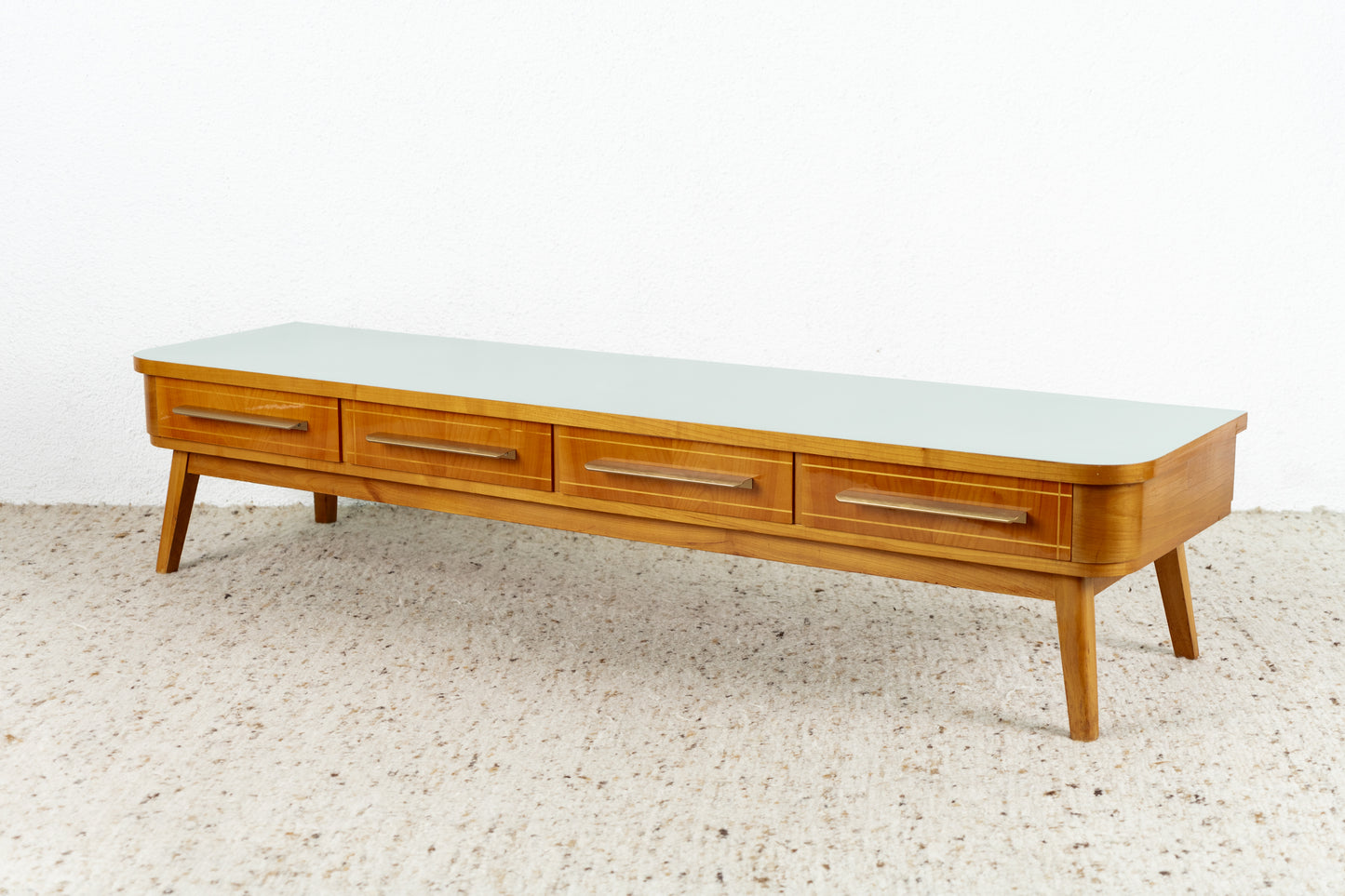 Vintage Sideboard Kommode Lowboard Mid Century Holz Kirsch Schubladen messing pastell salbei