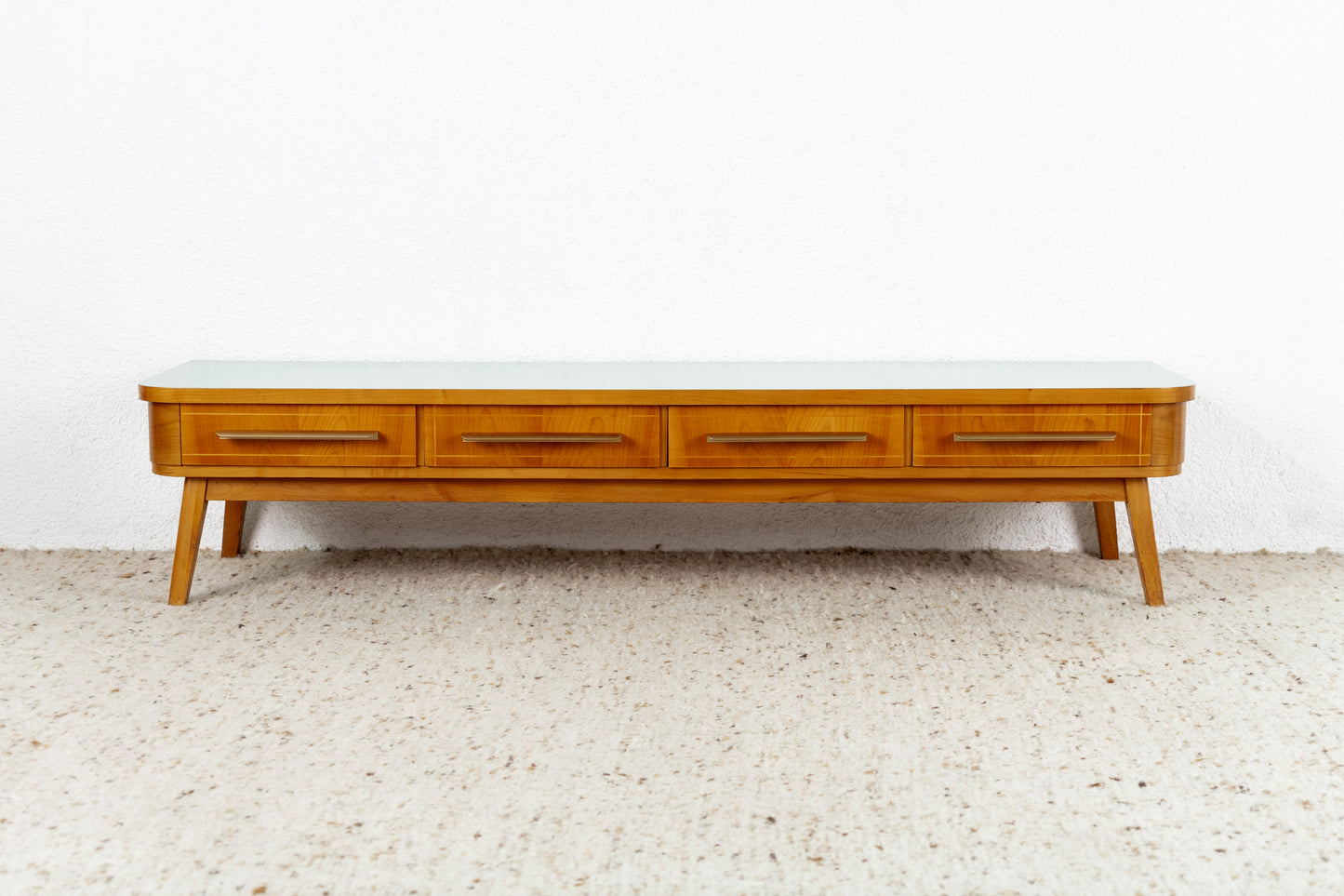 Vintage Sideboard Kommode Lowboard Mid Century Holz Kirsch Schubladen messing pastell salbei
