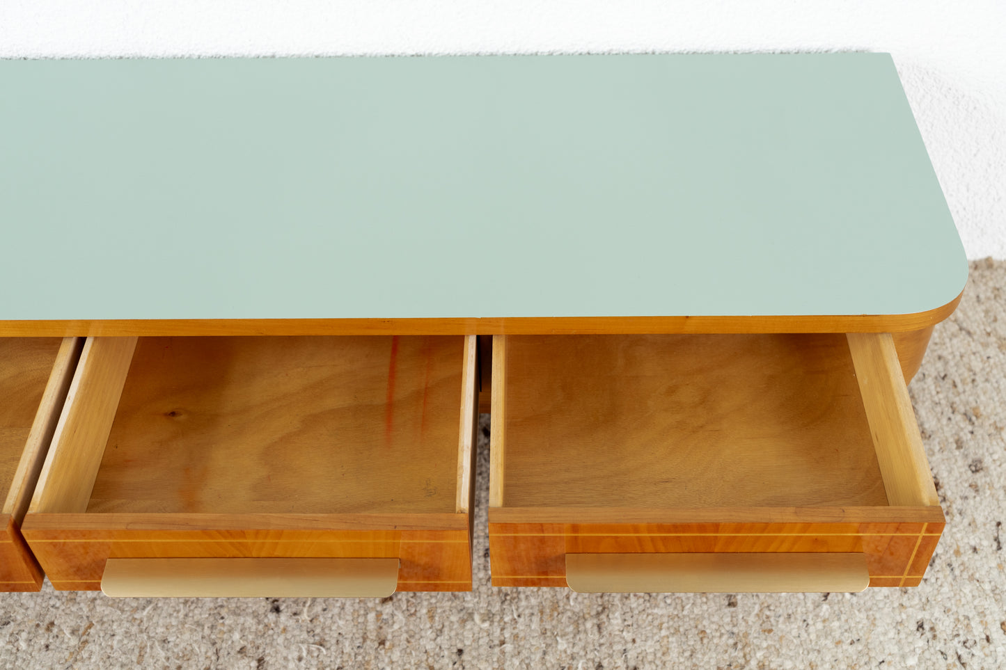 Vintage Sideboard Kommode Lowboard Mid Century Holz Kirsch Schubladen messing pastell salbei
