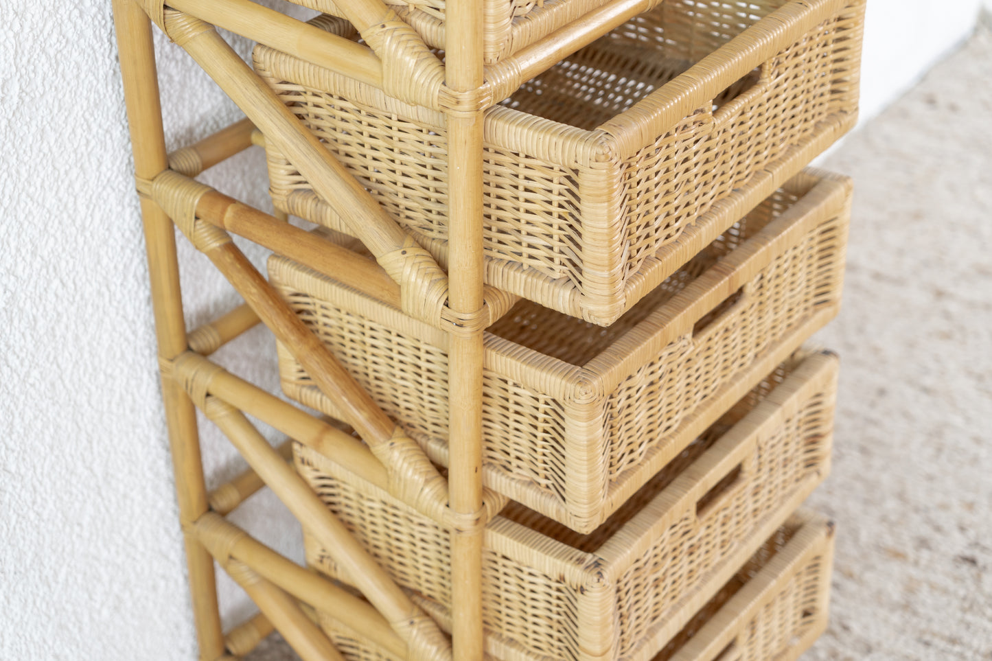 Vintage Boho Kommode Schränkchen Bambus Rattan Badschrank