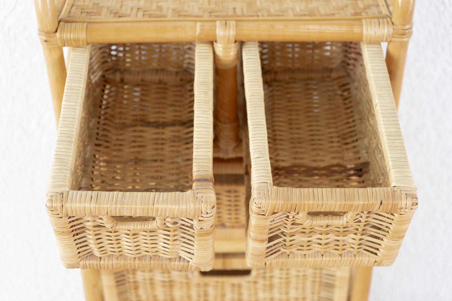 Vintage Boho Kommode Schränkchen Bambus Rattan Badschrank
