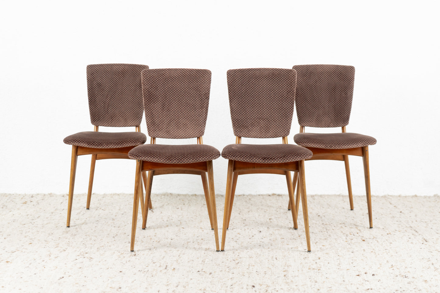 4er Set Stühle Vintage Massivholz Mid Century Braun Polster Stuhl Esstisch Küche