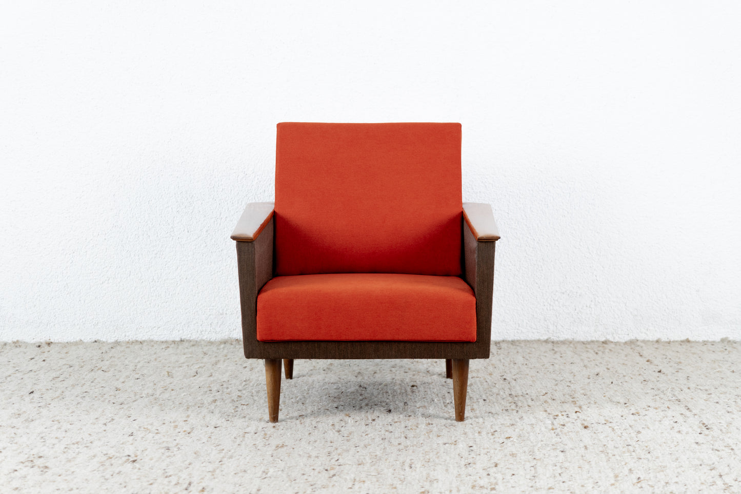 Vintage 1 von 2 Sessel Armlehne Mid Century Tv Orange Braun Armchair 60s Retro DDR 1960er