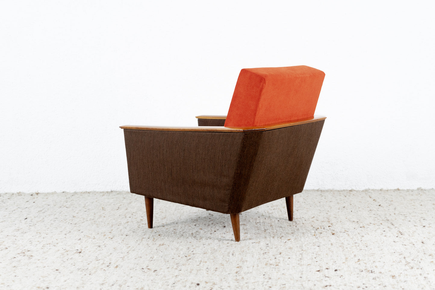 Vintage 1 von 2 Sessel Armlehne Mid Century Tv Orange Braun Armchair 60s Retro DDR 1960er