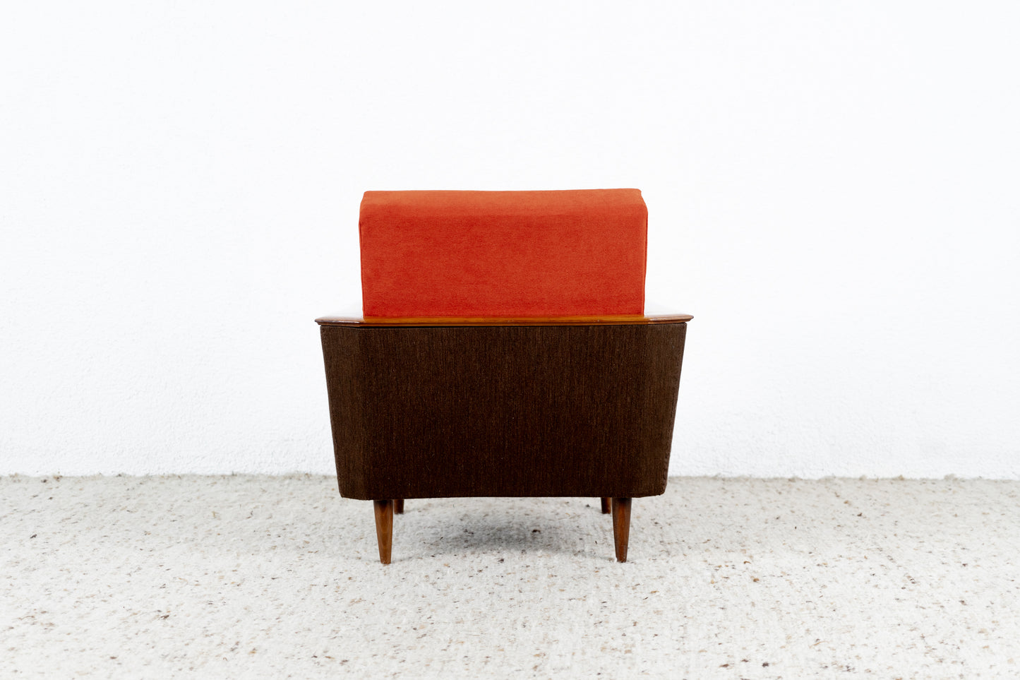 Vintage 1 von 2 Sessel Armlehne Mid Century Tv Orange Braun Armchair 60s Retro DDR 1960er