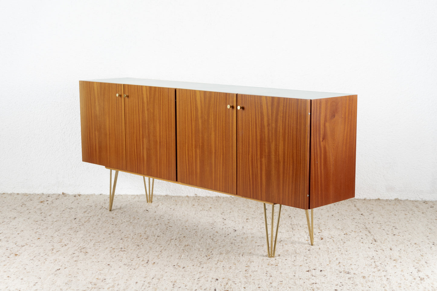 Vintage Sideboard Highboard Kommode Holz Nuss Mid Century Teak 1960er