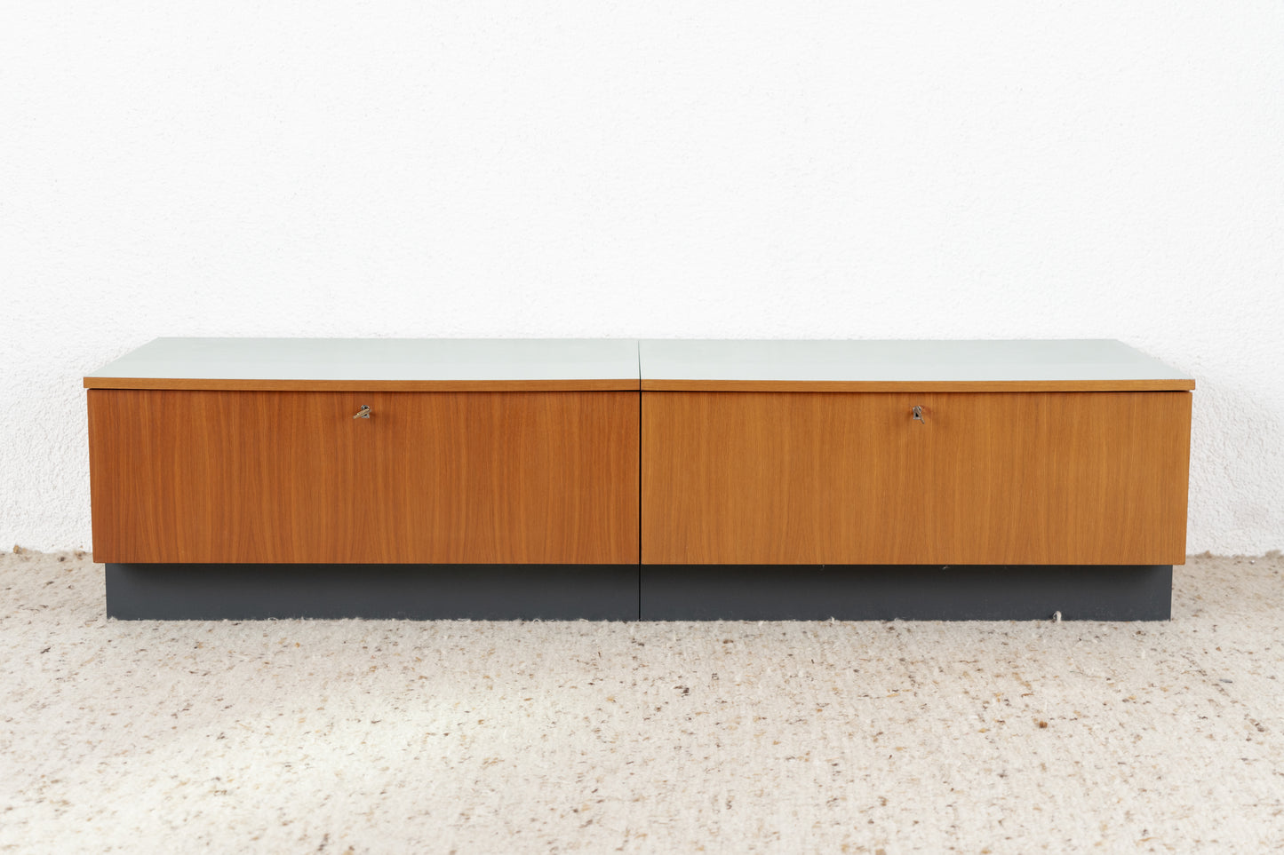 Vintage Lowboard Zweiteilig Sideboard Holz Salbei TV Hifi Schubladen Kommode