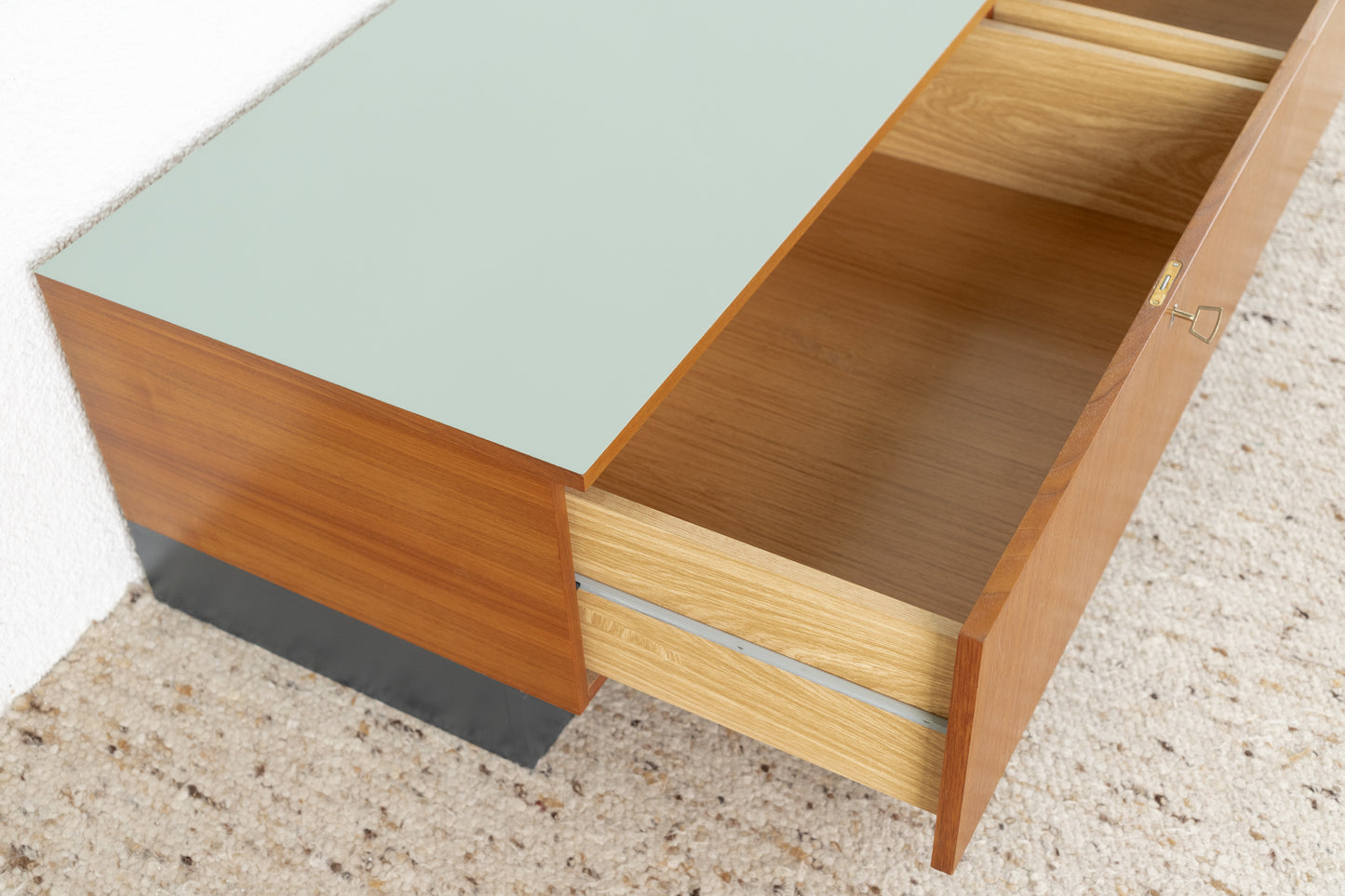 Vintage Lowboard Zweiteilig Sideboard Holz Salbei TV Hifi Schubladen Kommode