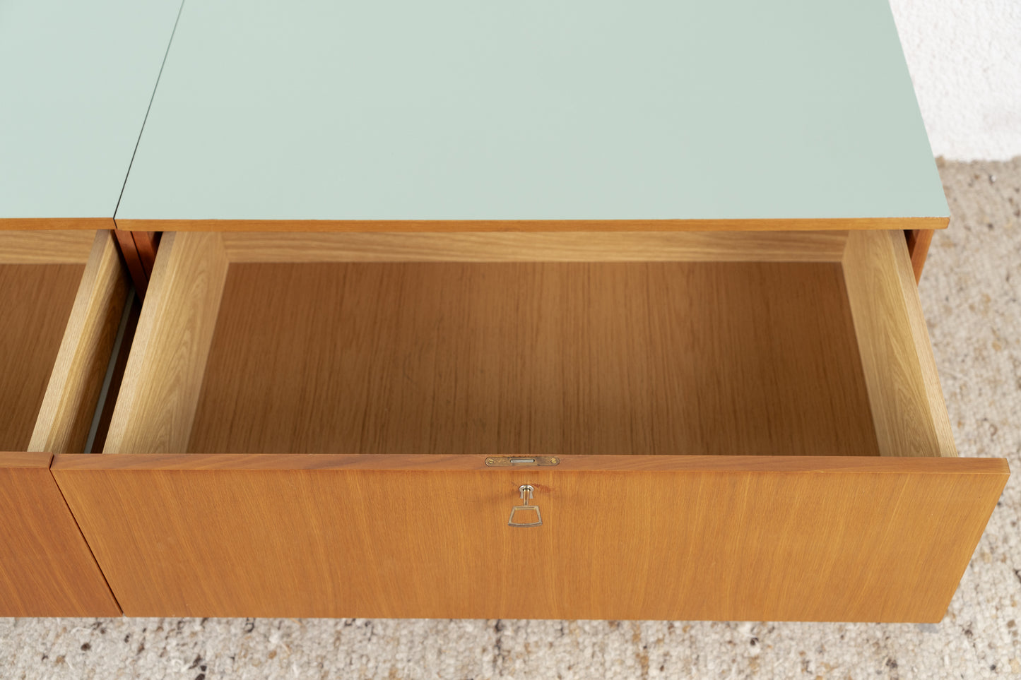 Vintage Lowboard Zweiteilig Sideboard Holz Salbei TV Hifi Schubladen Kommode
