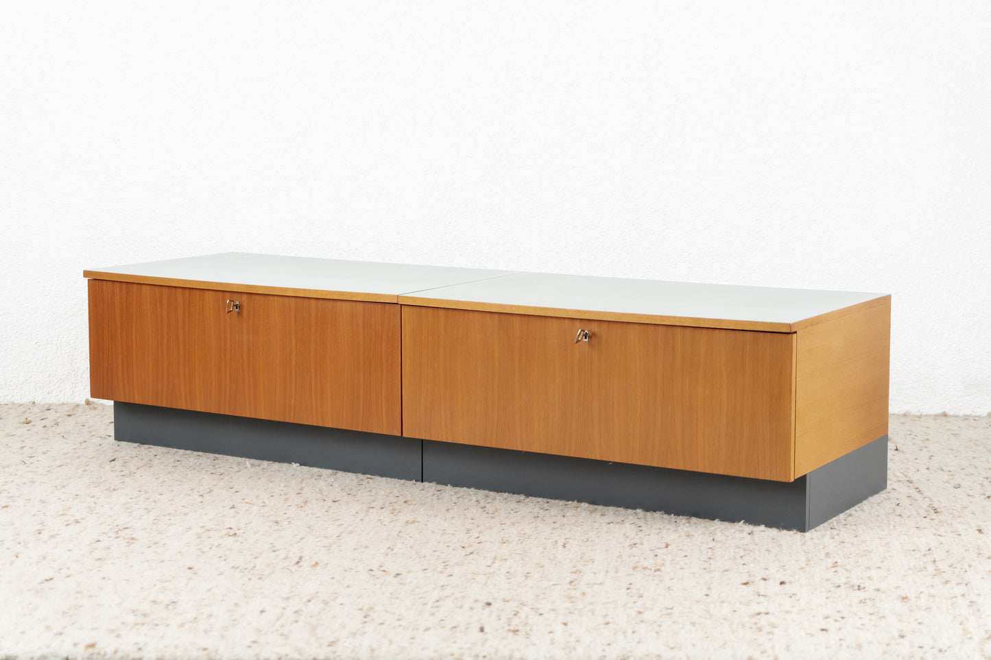 Vintage Lowboard Zweiteilig Sideboard Holz Salbei TV Hifi Schubladen Kommode