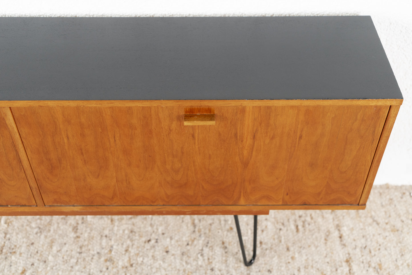 Vintage Sideboard Kommode Mid Century Holz Nuss 1960er 60s Schwarz