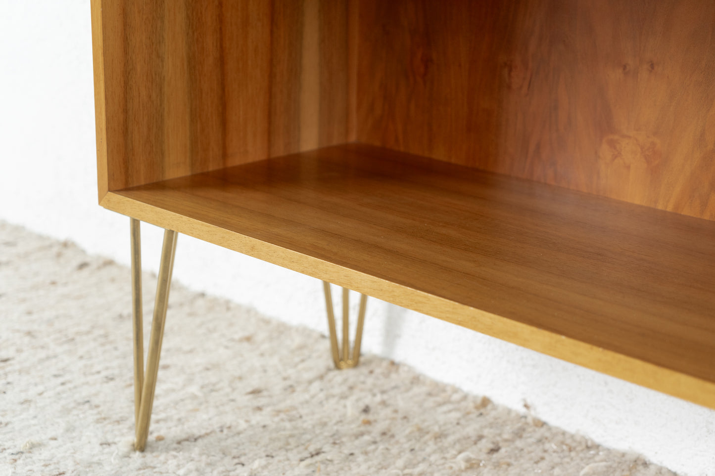 Vintage Kommode Schrank Holz Nuss Geflecht 60s 1960 Pastell Kleider Büro Küche