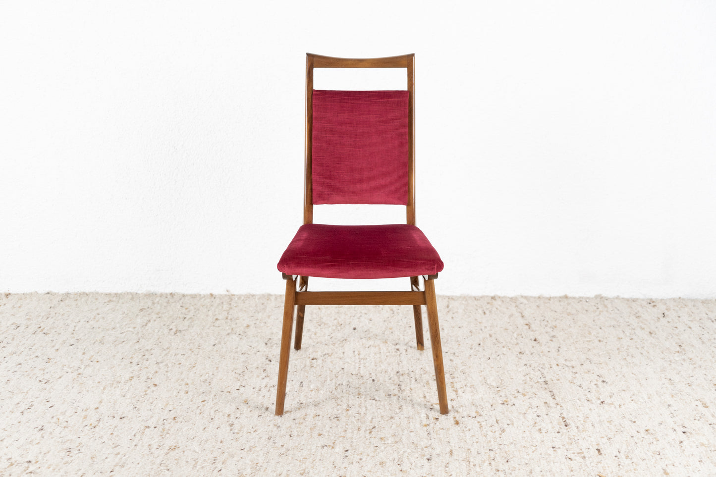 2er Set Vintage Stühle Massivholz Cord Rot Stuhl Mid Century Nuss