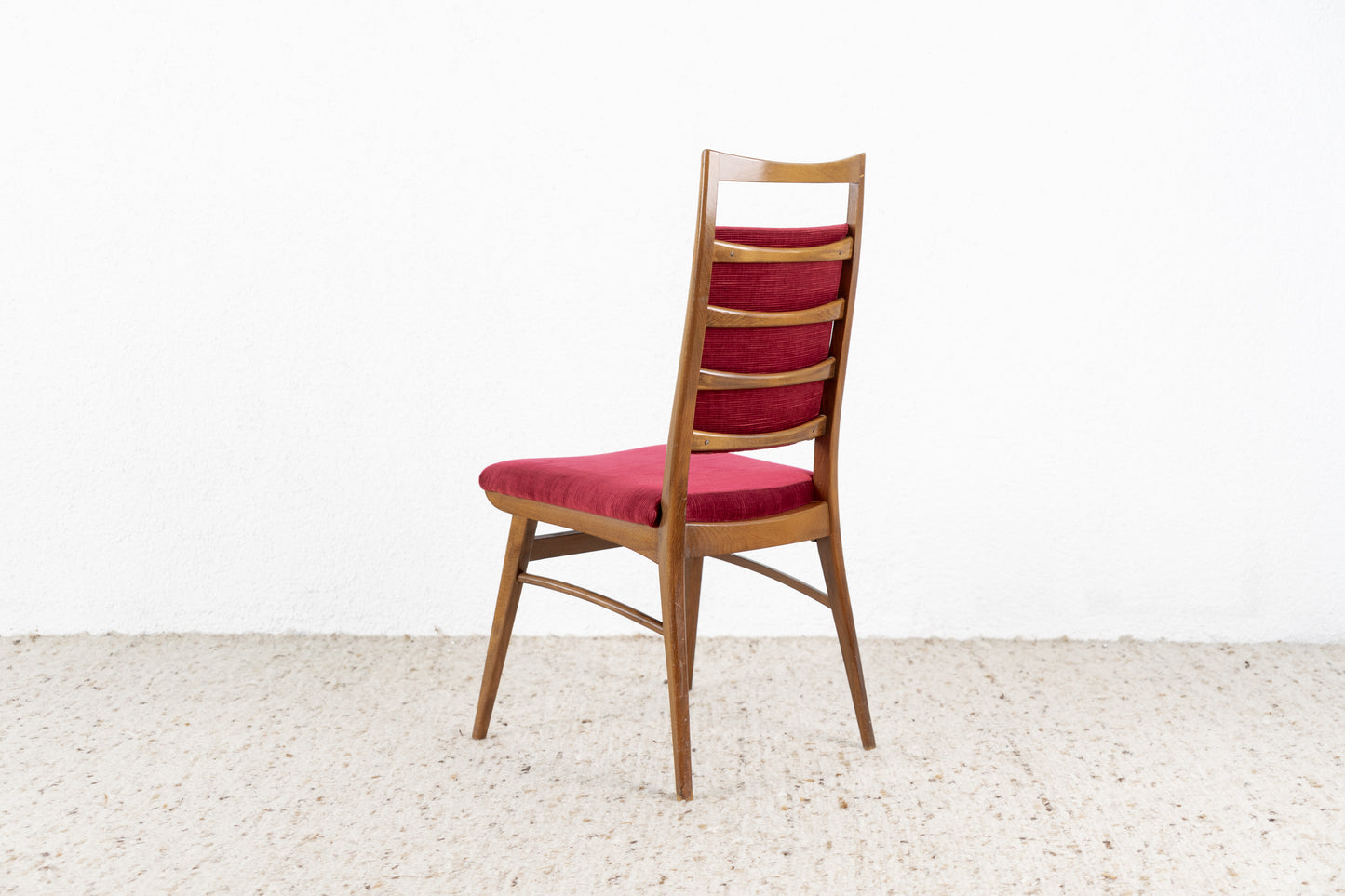 2er Set Vintage Stühle Massivholz Cord Rot Stuhl Mid Century Nuss