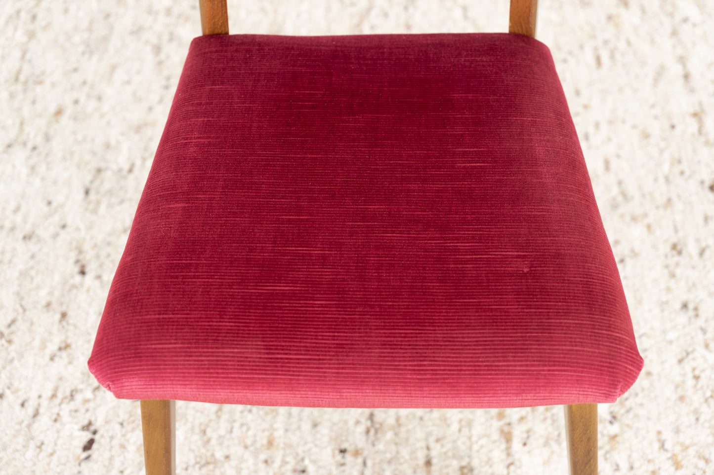 2er Set Vintage Stühle Massivholz Cord Rot Stuhl Mid Century Nuss