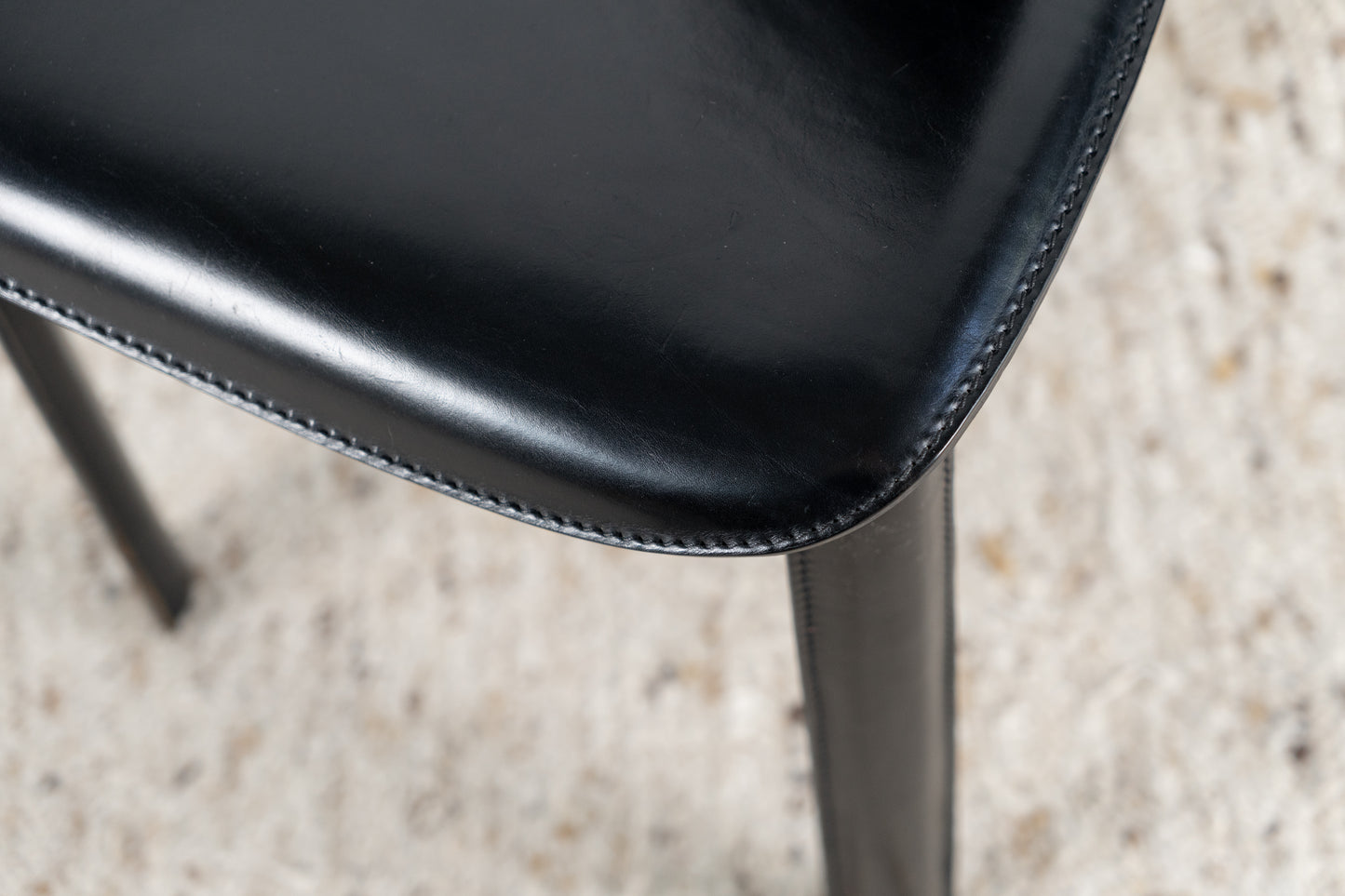 Stuhl Designer Vintage Stühle Leder Schwarz Italy Italienisch Esszimmer Küche
